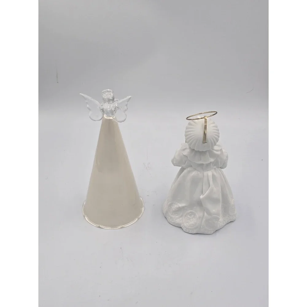 Dept 56 Winter Silhouette White Bisque Angel & Frosted Glass Faith Figurine Lot